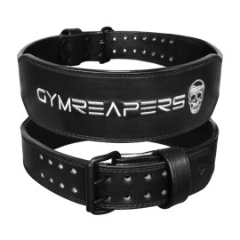 Gymreapers Leather Weightlifting Belt For Bodybuilding, Squatting, Lower Back Support & Back Pain - Real Leather, Adjustable Buckle Sizing - Men Women