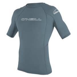 O'Neill Wetsuits Men's Basic Skins UPF 50+ Short Sleeve Rash Guard, Dusty Blue, X-Large