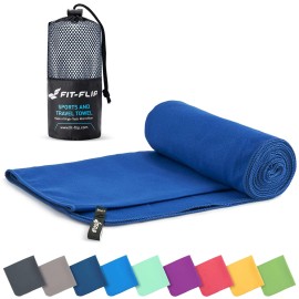 Fit-Flip Microfibre Towels - In 13 Colours, 8 Sizes - Compact, Ultra Lightweight & Fast-Drying - Micro Fibre Towells - The Perfect Camping Towel, Sweat Towel And Swim Towel (80X160Cm Dark Blue + Bag)