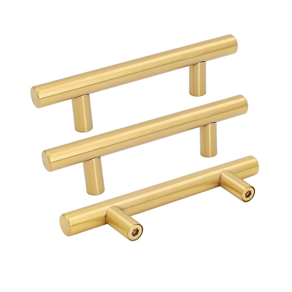 Goldenwarm 20 Pack Brushed Brass Cabinet Handle Pulls Dresser Drawer Hardware 3 Inch(76Mm) - Ls201Gd76 Kitchen Cabinet Handles Cupboard Door Pulls Bathroom Hardware, Stainless Steel