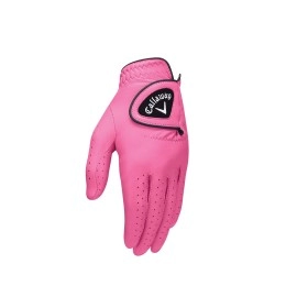 Callaway Golf 2017 Women's OptiColor Leather Glove, Pink, Medium, Worn on Left Hand