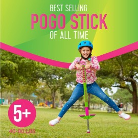 Flybar Limited Edition Foam Maverick Pogo Stick for Kids - Two New Rubber Hand Grips (Lime/Purple)
