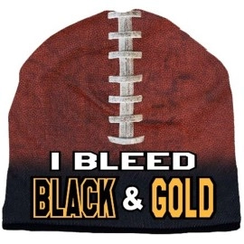 American Mills Universal None Unisex Beaniebeanie I Bleed Style Sublimated Football Black & Gold Design, Black & Gold, One Size