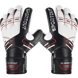 Sportout Youth&Adult Goalie Goalkeeper Gloves,Strong Grip For The Toughest Saves, With Finger Spines To Give Splendid Protection To Prevent Injuries,3 Colors (Black, 10)