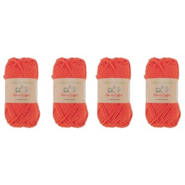 Jubileeyarn Dainty Light Yarn - Worsted Weight Cotton - 100Gskein - 203 Coral Bay - 4 Skeins