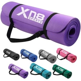Xn8 Yoga Mat 15Mm Extra Thick High Density With Carry Strap Nbr Workout Mat For Women And Men Non Slip Exercise Mats For Home Workout Fitness Pilates Gym Outdoor And Floor Exercise Blue