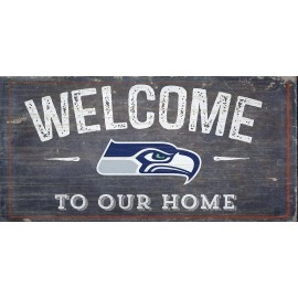 LA Auto Gear Seattle Seahawks NFL Team Logo Garage Home Office Room Wood Sign with Hanging Rope - Welcome to Our Home