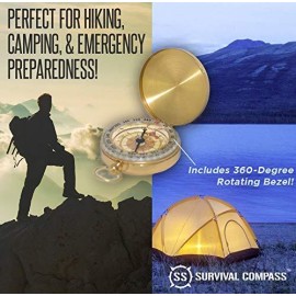 Sharp Survival Best Camping Survival Compass | Glow in The Dark Military Compass Survival Gear Compass | Compass for Hiking Backpacking and Camping | Plan and Determine The Route to a Destination