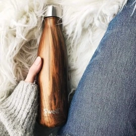 S'well Stainless Steel Water Bottle-17 Teakwood Triple-Layered Vacuum-Insulated Containers Keeps Drinks Cold for 36 Hours and Hot for 18, 17 fl oz