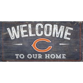 LA Auto Gear Chicago Bears NFL Team Logo Garage Home Office Room Wood Sign with Hanging Rope - Welcome to Our Home