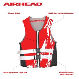 Airhead Adult Swoosh Kwik-Dry Neolite Flex Life Vest, Red, X-Large (10076-11-B-RD)