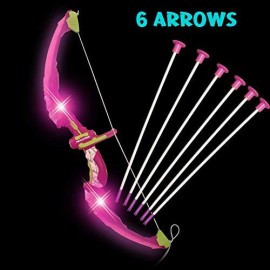 Liberty Imports Light Up Princess Archery Bow And Arrow Toy Set For Girls With 6 Suction Cup Arrows, Target, And Quiver (Pink)