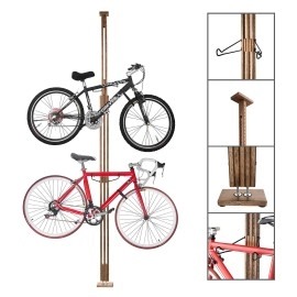 RAD Cycle Woody Bike Stand Bicycle Rack Storage or Display Holds Two Bicycles and is Constructed of Stylish Hard Wood