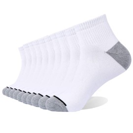 EnerWear 10P Pack Men's Cotton Moisture Wicking Cushion Low Cut Socks (10-13/Shoe: 6-12, White)