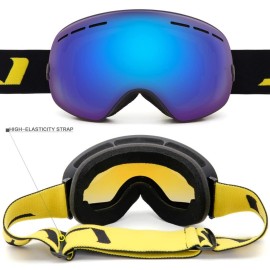 Juli Otg Ski Goggles,Frameless Over Glasses Skiing Snow Goggles For Men Women & Youth - 100% Uv Protection Dual Lens (Black Frame+Vlt 18.4% Brown Len With Revo Blue)