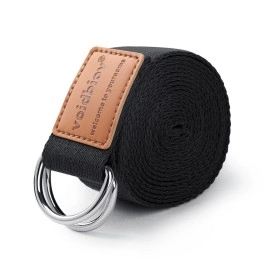 Voidbiov D-Ring Buckle Yoga Strap 185 Or 25M, Durable Cotton Adjustable Belt Perfect For Holding Poses, Improving Flexibility And Physical Therapy Black