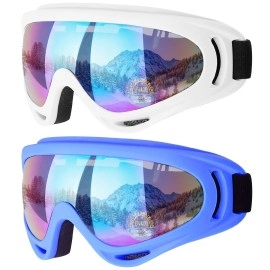 Cooloo Ski Goggles, Snow Snowboard Goggles For Men Women Kids - Uv Protection Foam Anti-Scratch Dustproof