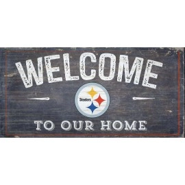 LA Auto Gear Pittsburgh Steelers NFL Team Logo Garage Home Office Room Wood Sign with Hanging Rope - Welcome to Our Home