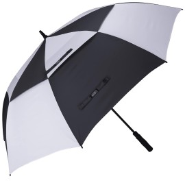 G4Free 62 Inch Automatic Open Golf Umbrella Extra Large Oversize Double Canopy Vented Windproof Waterproof Stick Umbrellas(Black/White)