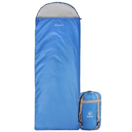 Redcamp Ultra Lightweight Sleeping Bag For Backpacking, Comfort For Adults Warm Weather, Hooded With Compression Sack Blue (87