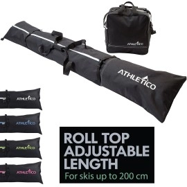 Athletico Ski Bag And Ski Boot Bag Combo - Ski Bags For Air Travel - Unpadded Snow Ski Bags Fit Skis Up To 200Cm - For Men, Women, Adults, And Children (Black With White Trim)
