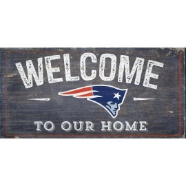 LA Auto Gear New England Patriots NFL Team Logo Garage Home Office Room Wood Sign with Hanging Rope - Welcome to Our Home