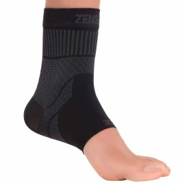 Zensah Ankle Support - Compression Ankle Brace - Great for Running, Soccer, Volleyball, Sports - Ankle Sleeve Helps Sprains, Tendonitis, Pain , Black, Medium