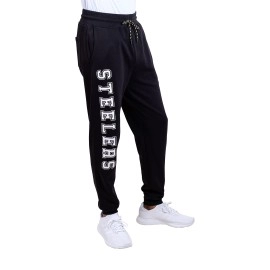 Ultra Game -NFL Pittsburgh Steelers Mens Active Basic Jogger Fleece Pants, Team Color Stripe, Small