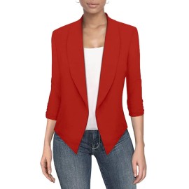 Womens Casual Work Office Open Front Blazer Jacket With Removable Shoulder Pads Jk1133X Rustcoppe 1X