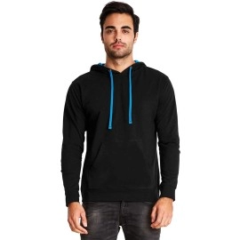 Next Level Apparel French Terry Pullover Hoody (9301) Black/Turquoise, 3XL