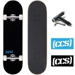 Ccs] Logo Skateboard Complete Black 825 - Maple Wood - Professional Grade - Fully Assembled With Skate Tool And Stickers - Adults, Kids, Teens, Youth - Boys And Girls