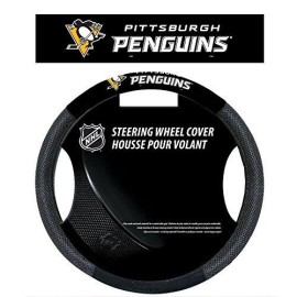 NHL Pittsburgh Penguins Poly-Suede Steering Wheel Cover, Black,