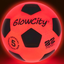 glowcity glow in The Dark Soccer Ball- Light Up, Indoor or Outdoor Soccer Balls with 2 LED Lights and Pre-Installed Batteries - gift Ideas for Teen Boys and girls (Official (Size 5), Red)