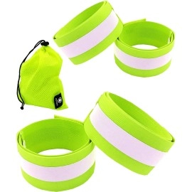 Hivisible Reflective Bands For Night Walking Reflective Arm Bands For Runners Reflective Wristbands Reflective Ankle Bands Cycling Reflective Running Gear Bike Pant Leg Strap Bicycle Pants Clips