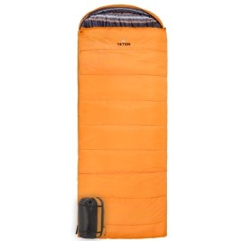 Teton Sports Celsius Regular Sleeping Bag; Great For Family Camping , Orange Poly Liner, 80 X 33-Inch, Right