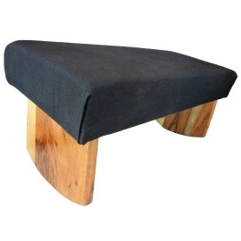Meditation Bench by Waterglider International, Sustainable Acacia Wood, Curved Bottom Edge for Adjusting into Perfect Position (Zen Black)