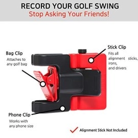 Selfiegolf Record Golf Swing - Cell Phone Holder Golf Analyzer Accessories | Winner Of The Pga Best Product | Selfie Putting Training Aids Works With Any Golf Bag And Alignment Stick