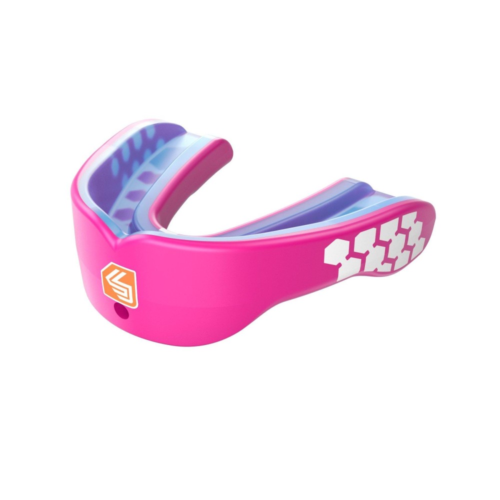 Shock Doctor boys NON-FLAVORED Gel Max Power Carbon Convertible Mouth Guard SHOCK PINK Youth, SHKPINK, Youth US