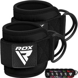 Rdx Ankle Straps For Cable Machines Resistance Bands Attachment, 7Mm Neoprene Padded 10Ax4A, Gym Wrist Cuff Women Men Home Fitness, Weight Lifting D-Ring Booty Leg Workout Curls Kickbacks Hip Abductor