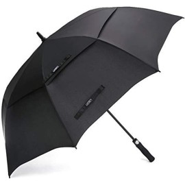 G4Free 68 Inch Automatic Open Golf Umbrella Extra Large Oversize Double Canopy Vented Windproof Waterproof Stick Umbrellas(Black)