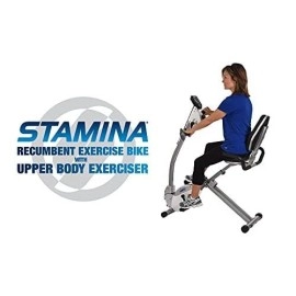 Stamina Recumbent Exercise Bike With Upper Body Exerciser | Adjustable Tension | Lcd Monitor Tracks Metrics