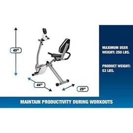 Stamina Recumbent Exercise Bike With Upper Body Exerciser | Adjustable Tension | Lcd Monitor Tracks Metrics