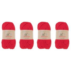 Jubileeyarn Dainty Light Yarn - Worsted Weight Cotton - 100Gskein - 205 Hearts Red - 4 Skeins