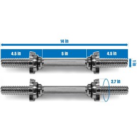 Yes4All 1-inch Dumbbell Handles with Collars - Dumbbell Handle Standard for 1-inch Plates Weight Set (Chrome, Set of 2)