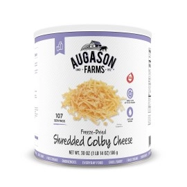 Augason Farms Freeze Dried Shredded Colby Cheese 30 oz #10 Can