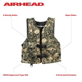 Airhead Youth Sportsman Life Vest with Pockets, Camo