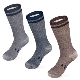 Meriwool Merino Wool Hiking Socks For Men And Women - 3 Pairs Midweight Cushioned Thermal Socks - Warm And Breathable