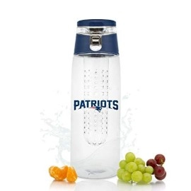 Nfl New England Patriots Fruit Infuser Sport Water Bottle | Food Grade Material | Leak-Proof Flip Top Lid | Removable Infusion Rod | Easy To Clean | Bpa-Free | 20Oz