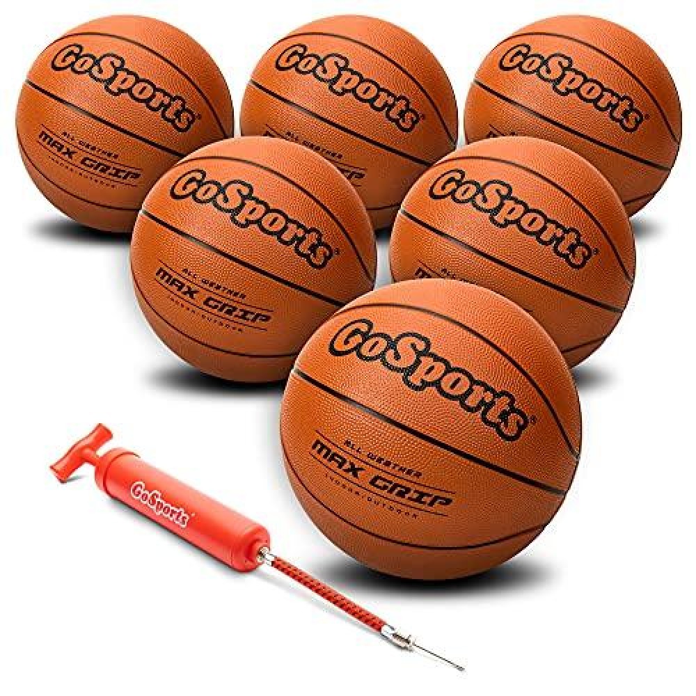Gosports Indoor / Outdoor Rubber Basketball Six Pack With Pump & Carrying Bag, Balls-Bb-Rubber-7-6