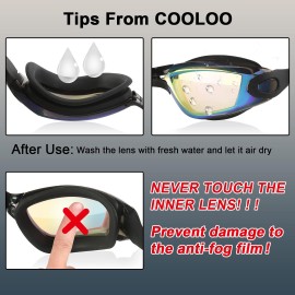 Cooloo Swim Goggles, 2 Pack Swimming Goggles For Men Women, Goggles Swimming Adult Youth Teen Kids, Anti Fog Pool Goggles